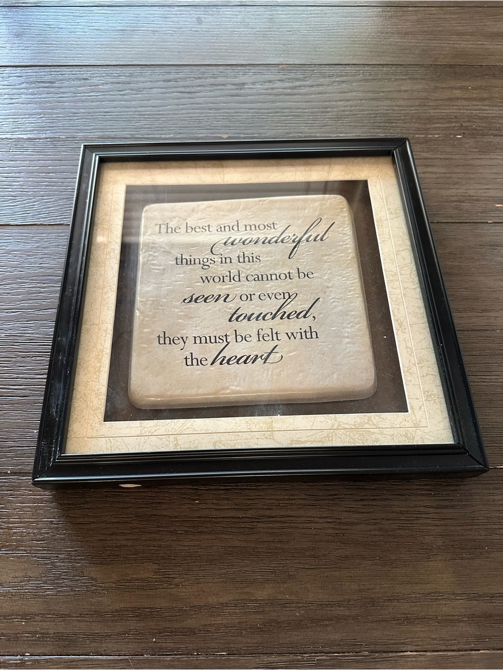 Framed Inspirational Wall Art - Black Frame, Cream Tile